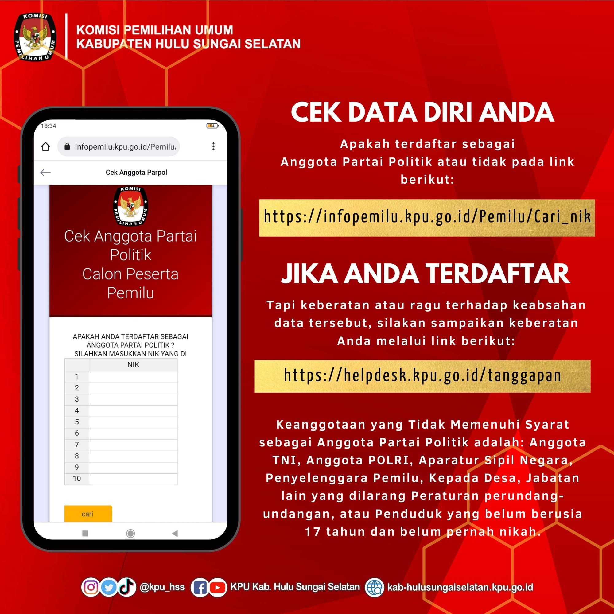Cek Data Diri Anda Apakah Terdaftar Sebagai Anggota Partai Politik atau Tidak